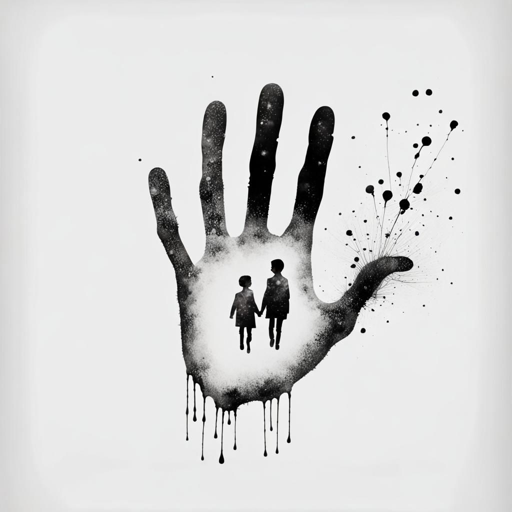 Abstract Ink Splatter Art of Two Figures