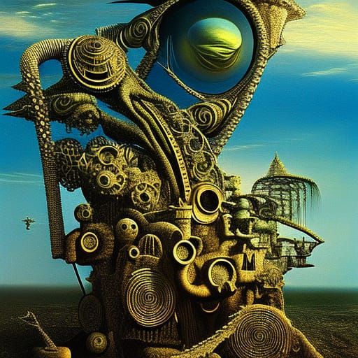 Surreal Asylum Planet: A Psychedelic Steampunk Nightmare