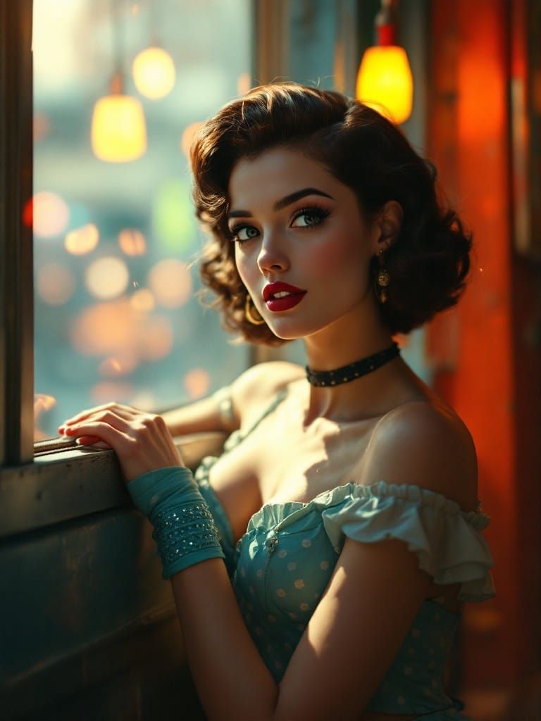 1950s Pin-Up in Shinkai-Pixar Animation Fusion