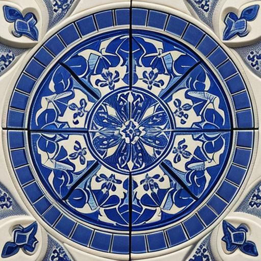 Blue Talavera Mosaic from Puebla in 3D