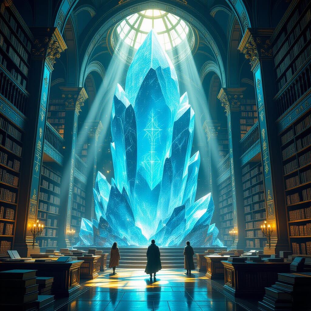 Majestic Crystal Library Filled with Ancient Lore