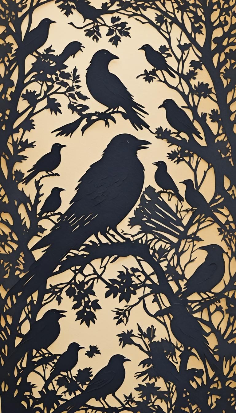 Fairy Tale Raven Princess Silhouette in Monet Style