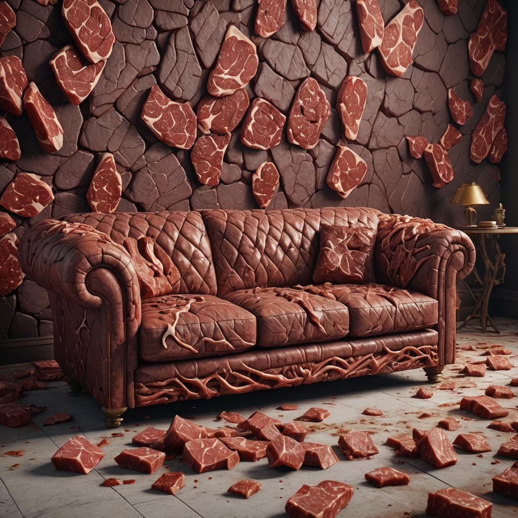 Raw Meat Couch: Ultra Realistic 8K Rendering