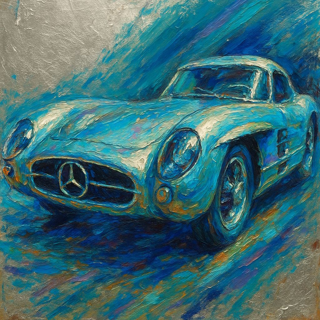 Mercedes-Benz 300 SLR in Impressionistic Mixed Media