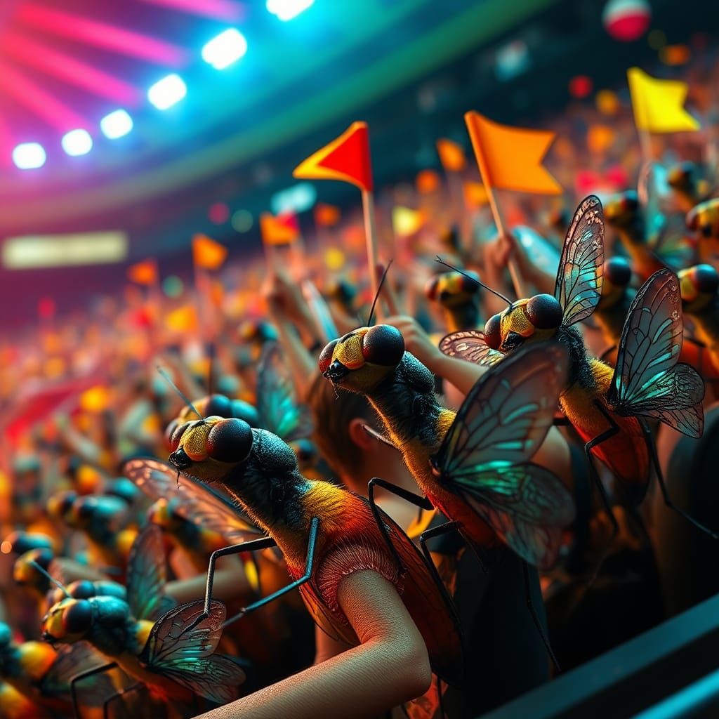 Fruit Fly Fans in Sporting Arena