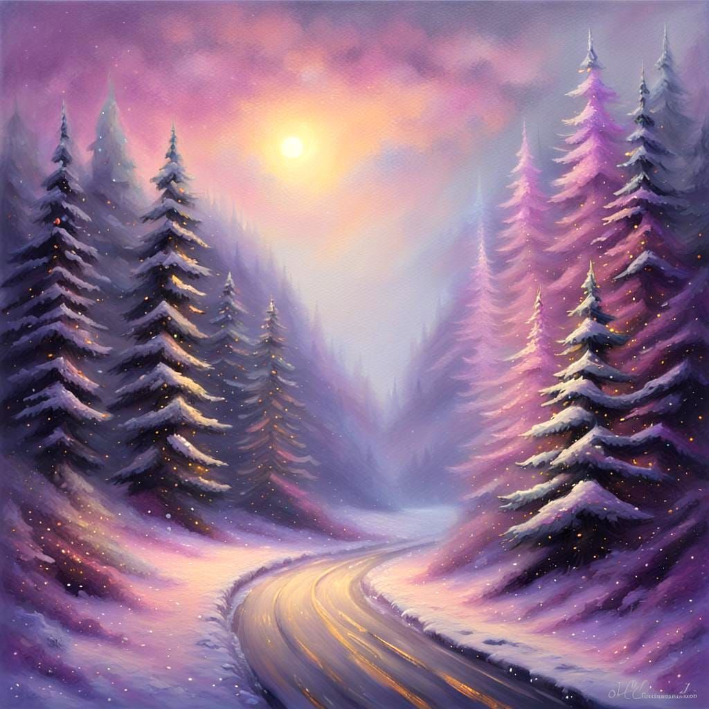 Surreal Christmas Landscapes in Soft Watercolor Style