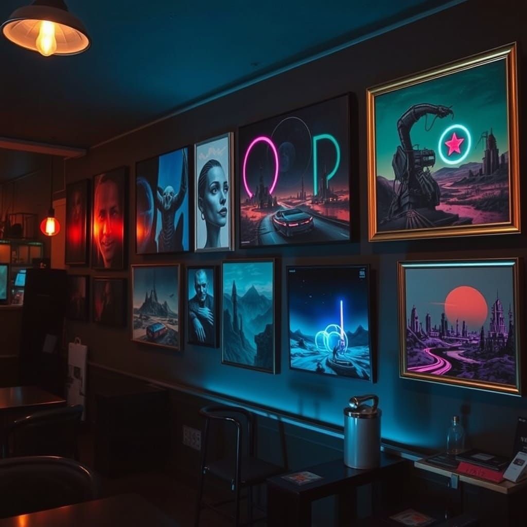 Gothic Coffee Shop Art Wall in Dark Surrealism
