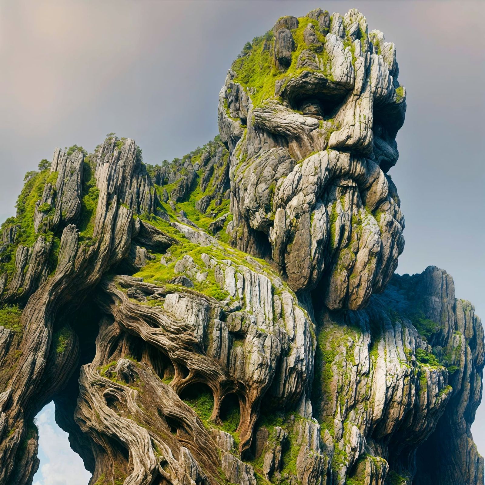 Colossal Stone Giant in Fantasy Landscape