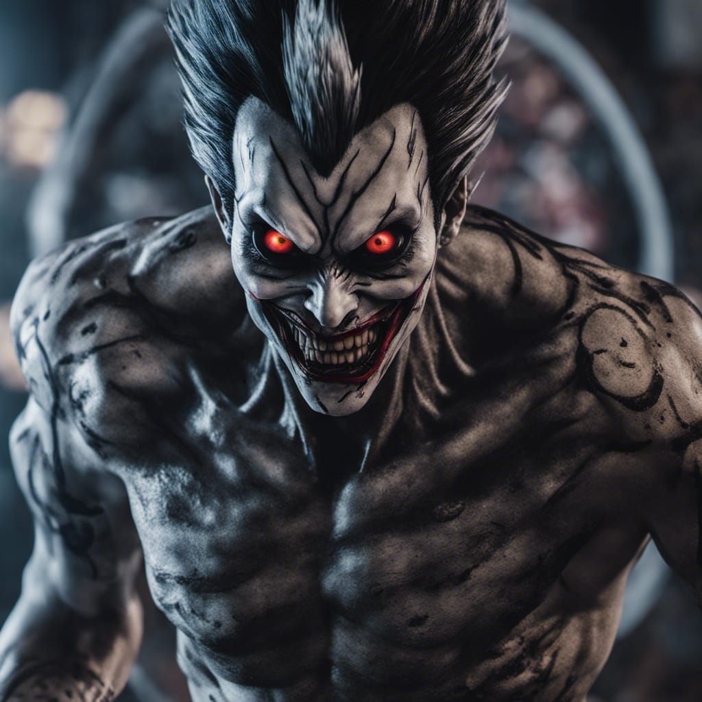 Realistic Ryuk with Tattoos in Anime Style