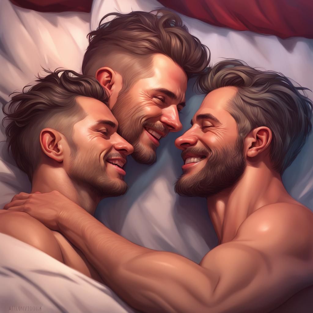 Happy Gay Men Portrait in Hyperdetailed Digital Art