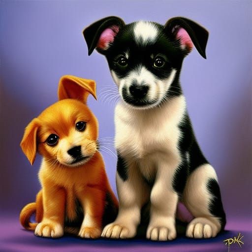 Puppy, Daisy, Tinkerbell Comic Art in Neo-Impressionism Styl...