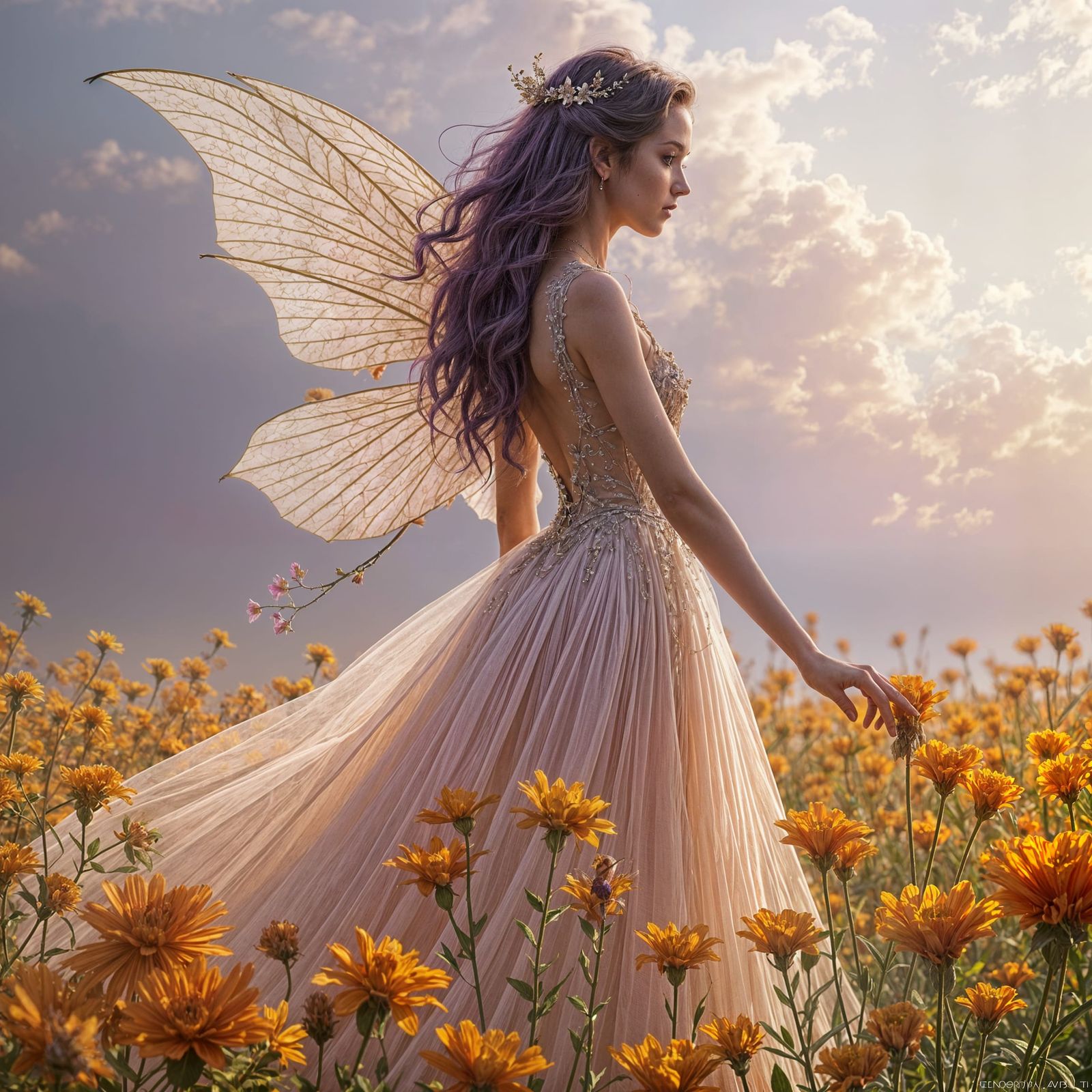 Ethereal Faerie Queen Reigns Over Snapdragons in Lavish Gard...