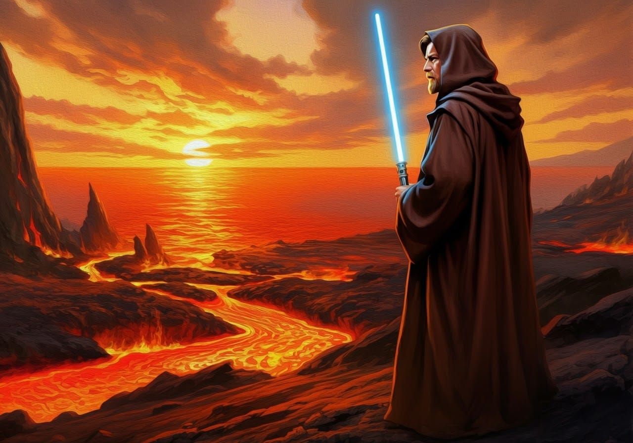 Obi-Wan Kenobi on Mustafar in Romantic Style
