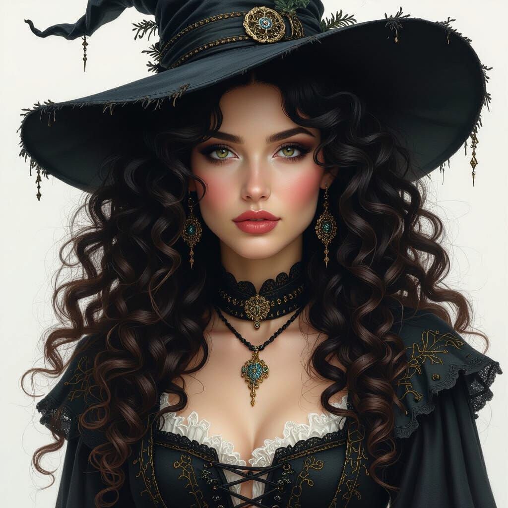 Mystical Forest Witch Portrait in Dramatic Lighting