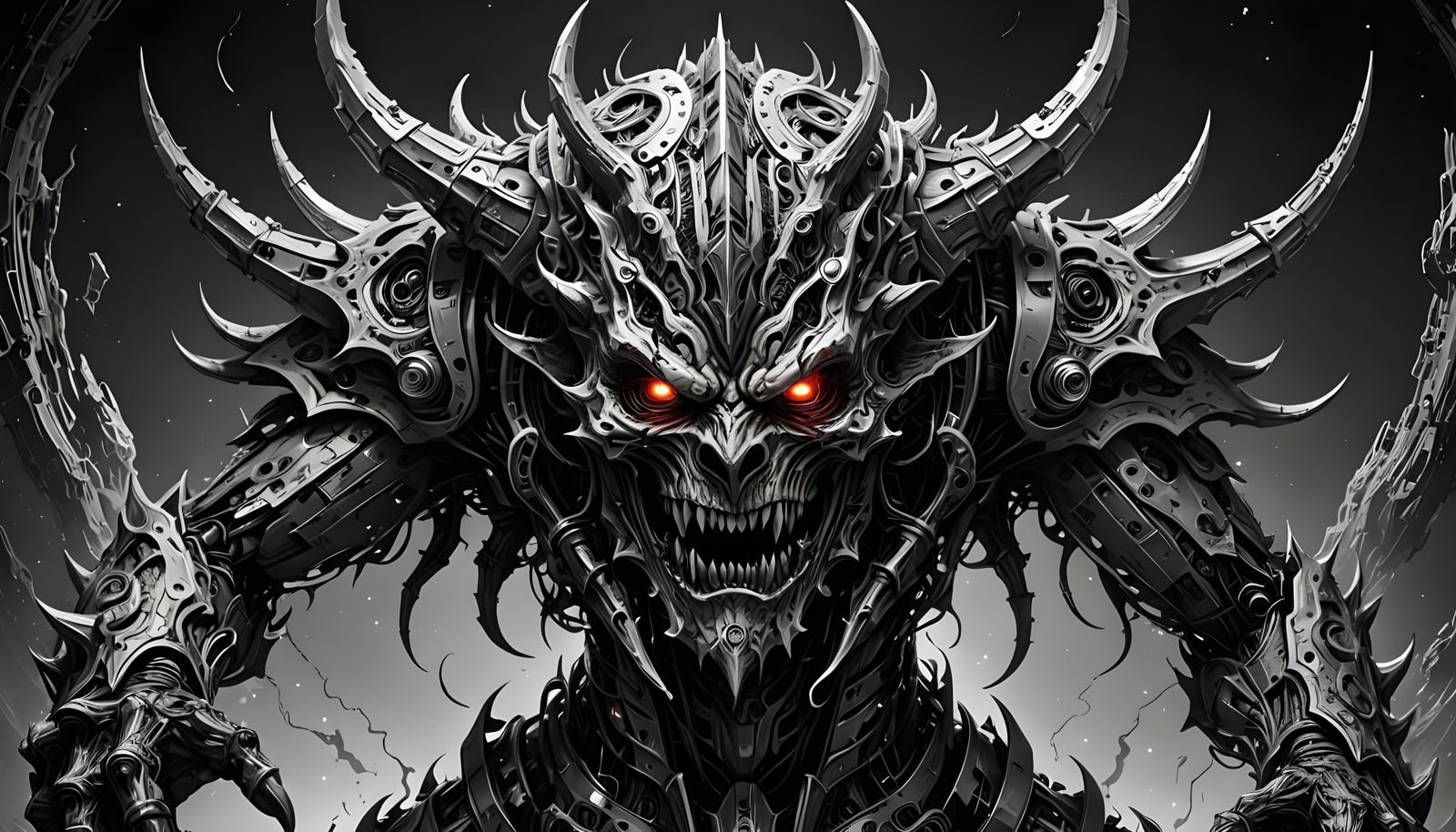 Monochrome Space Demon Sketch in Sci-Fi Horror Style