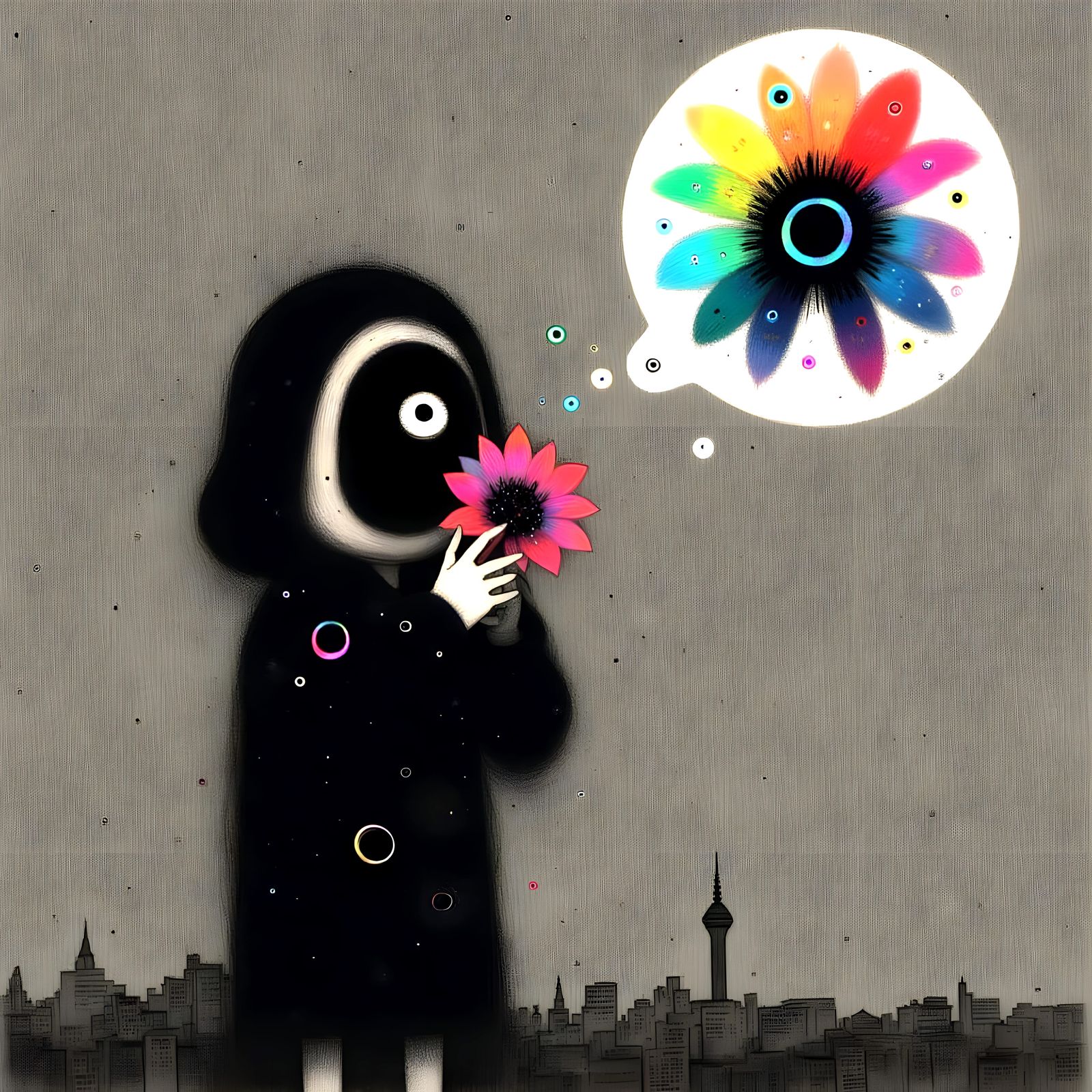 Concerned Man Tormented by Dolls