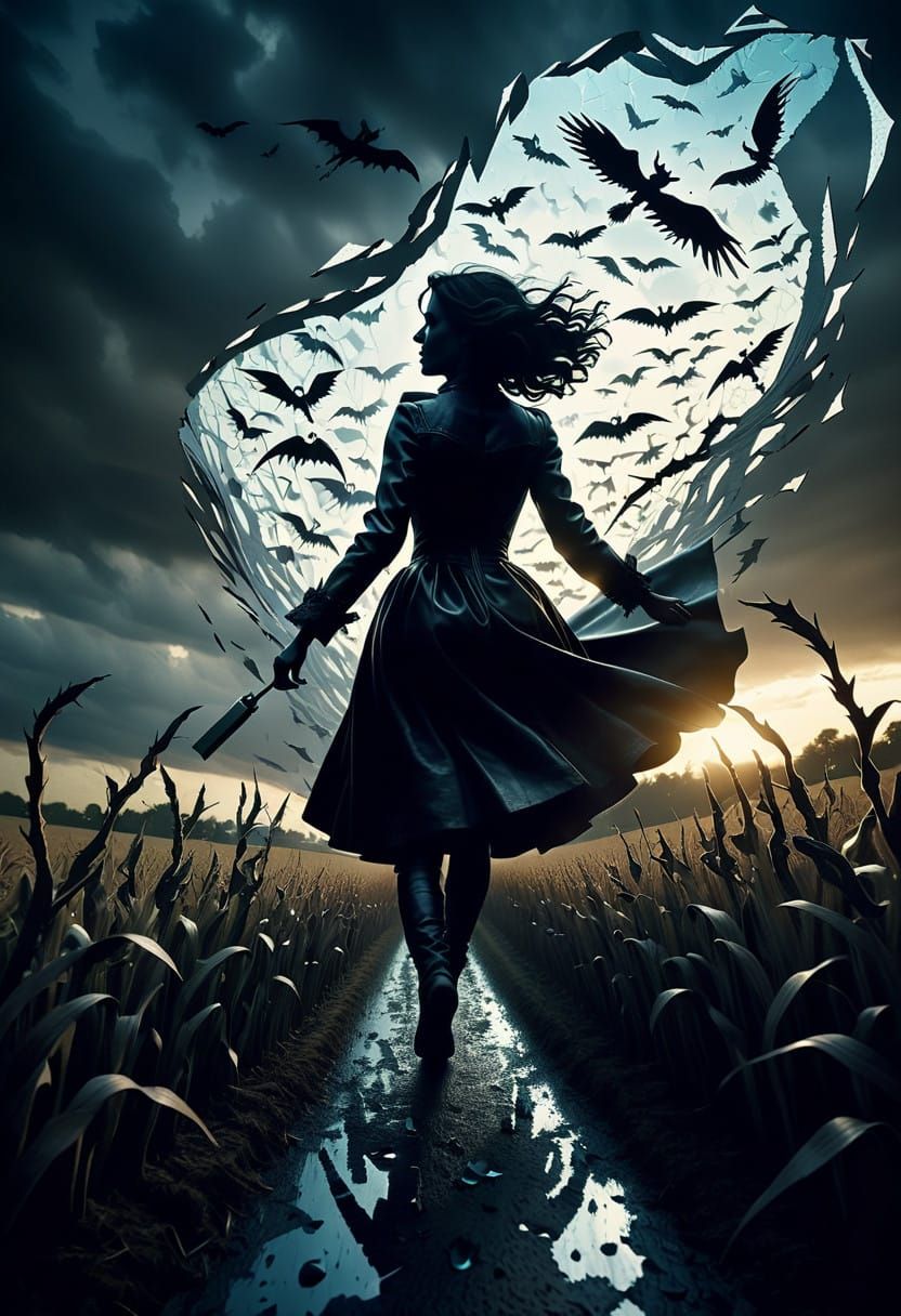 Surreal Papercut Masterpiece of a Woman Chasing Dreams Amids...