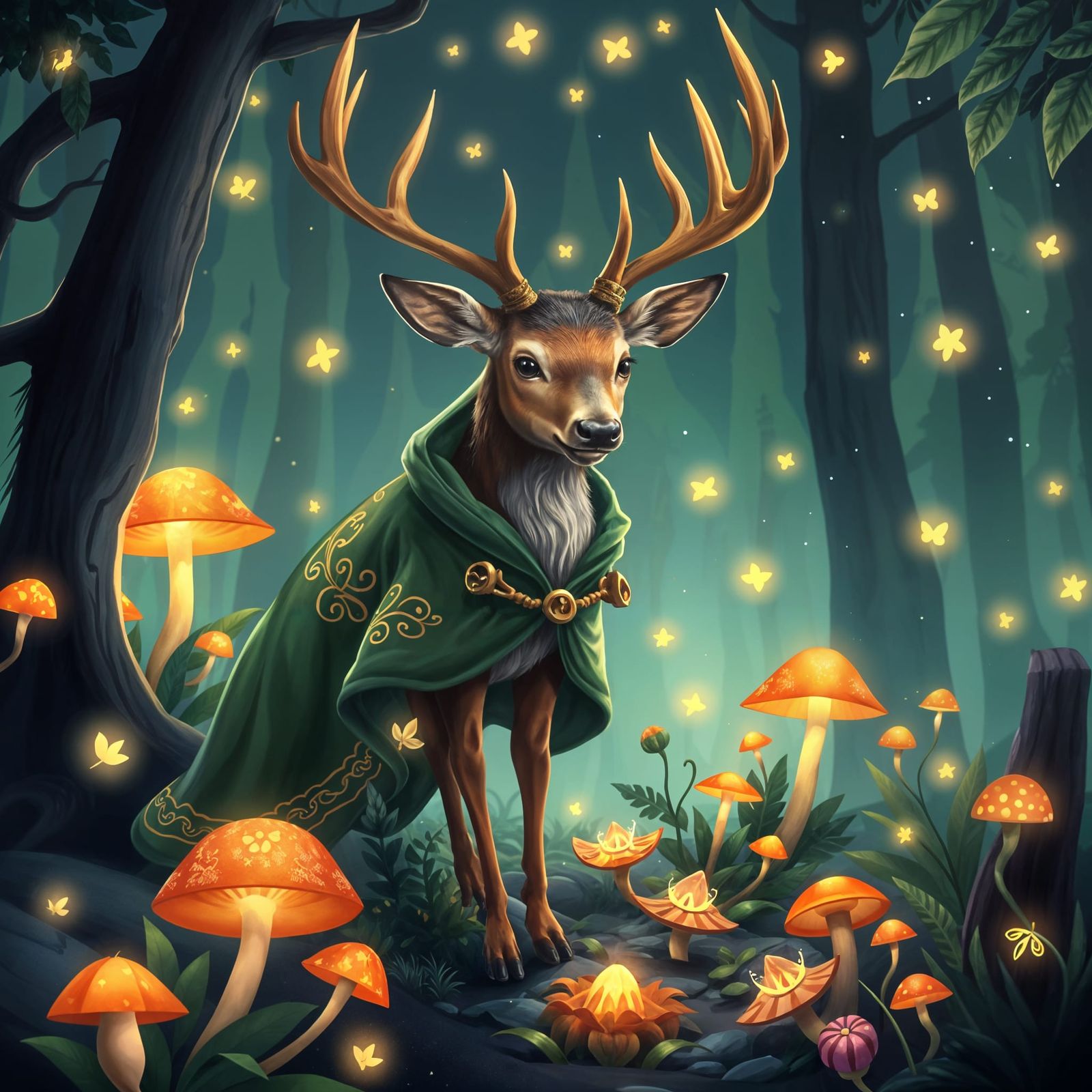 Majestic Deer in Enchanted Forest