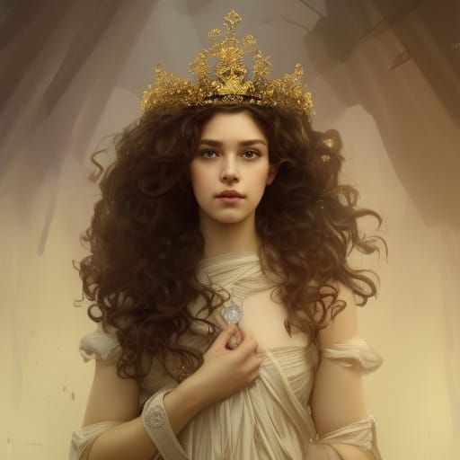 Girl with Crown: Hyperdetailed Art Nouveau Portrait