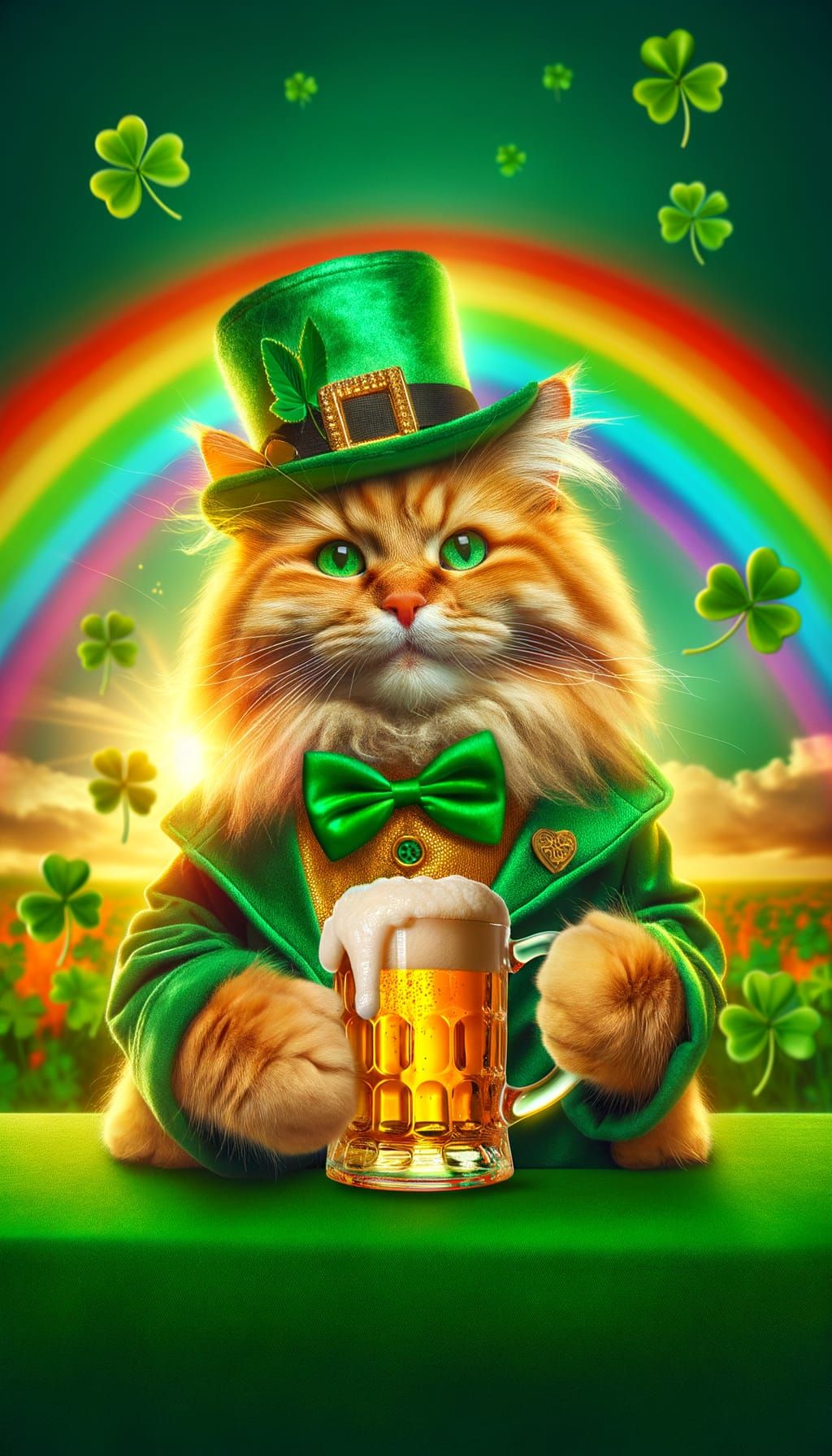 Vibrant Leprechaun Cat Celebrates St. Patrick's Day