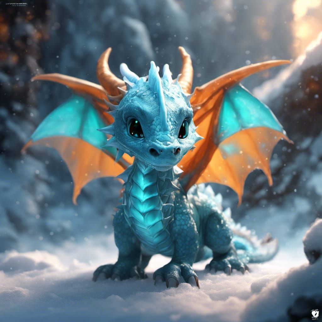 Hyperdetailed Ice Dragon Concept Art in Art Nouveau Style