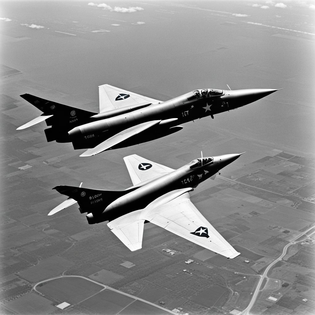 F-104 Starfighter and F-4 Phantom Jet in Flight