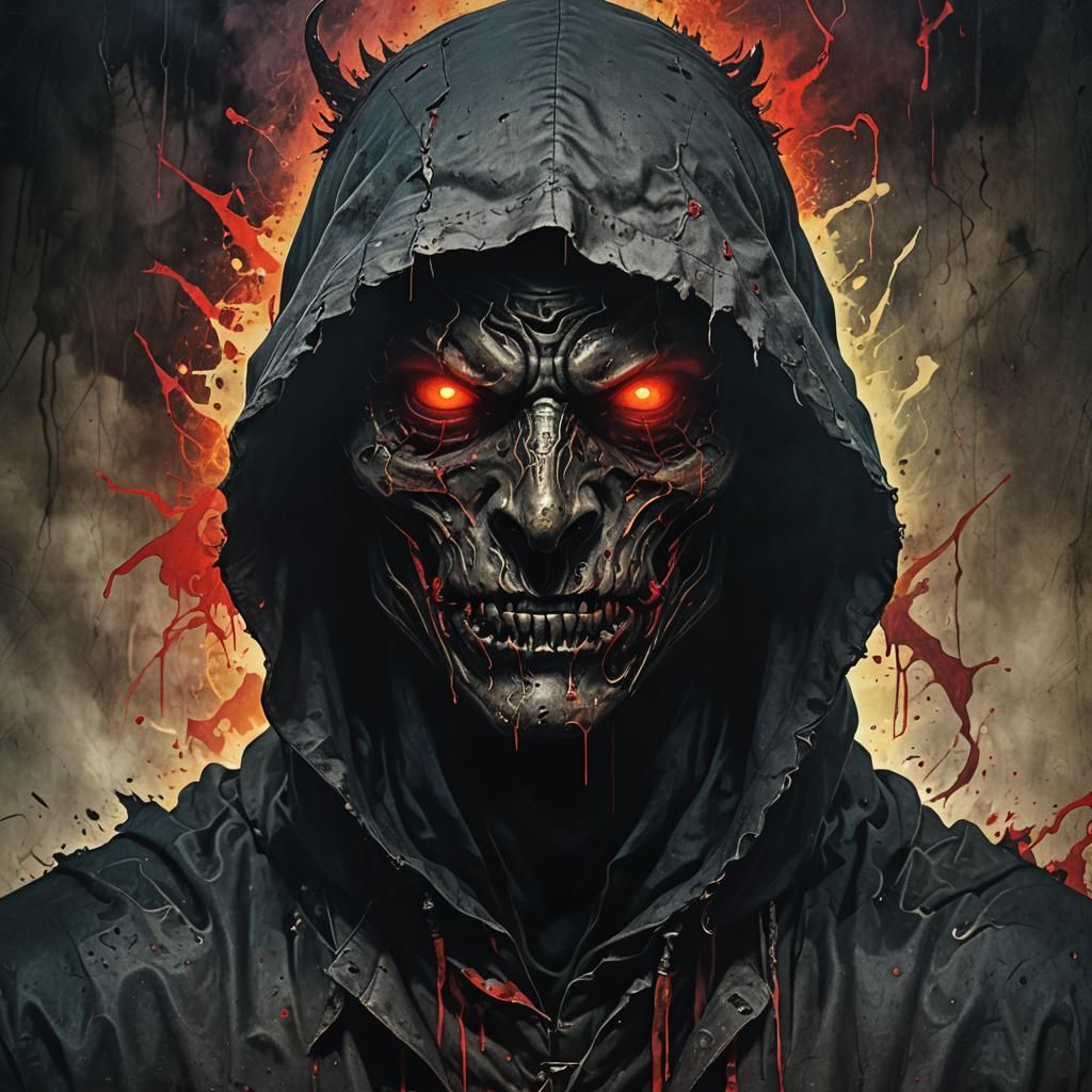 Eerie Demon in Darkness: A Dark Surrealist Vision