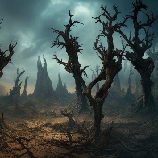 Dark Desert Fantasy Landscape in Digital Matte Painting