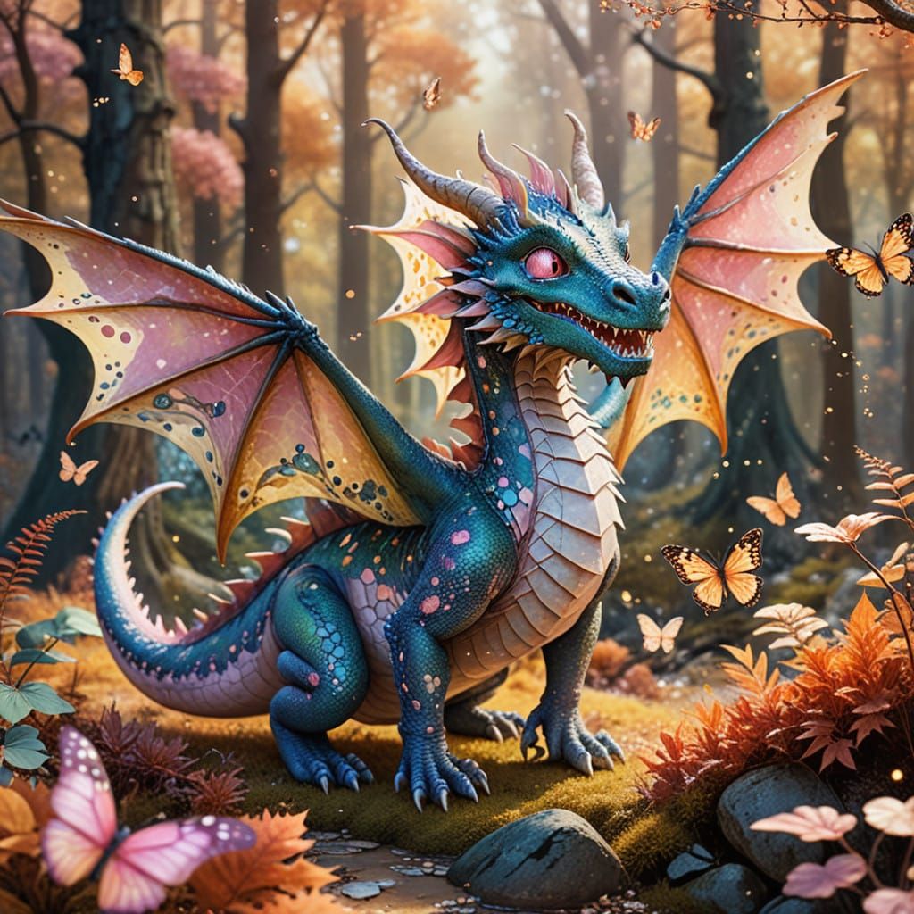 Vibrant Whimsical Dragon in Watercolor Style