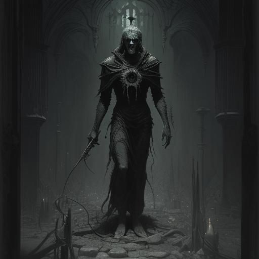 Dark Necromancy Scene in Gothic Horror Style