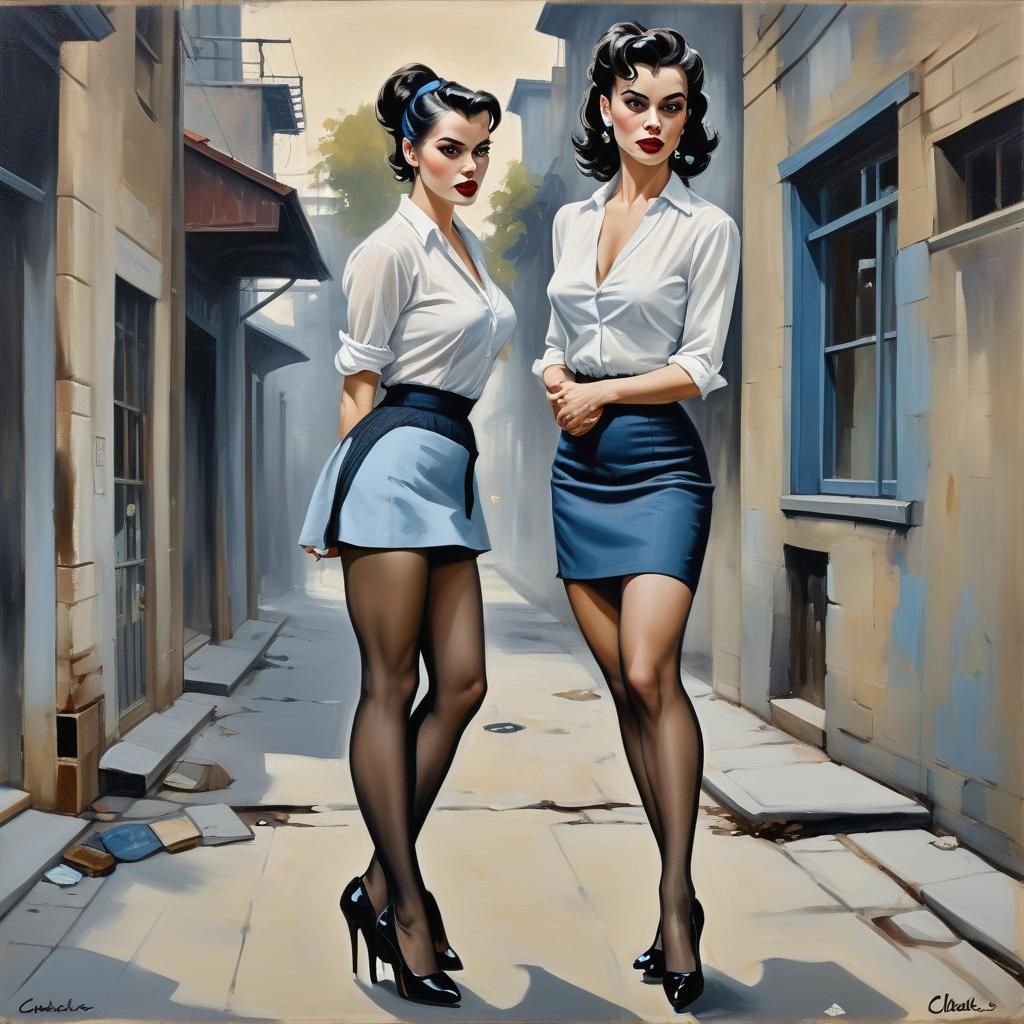 1950s Noir Woman in City Laneway