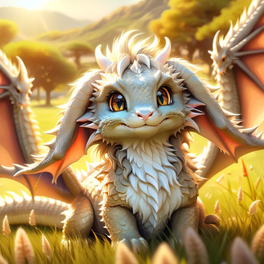 Adorable Bunny Eared Dragon in Anime Style
