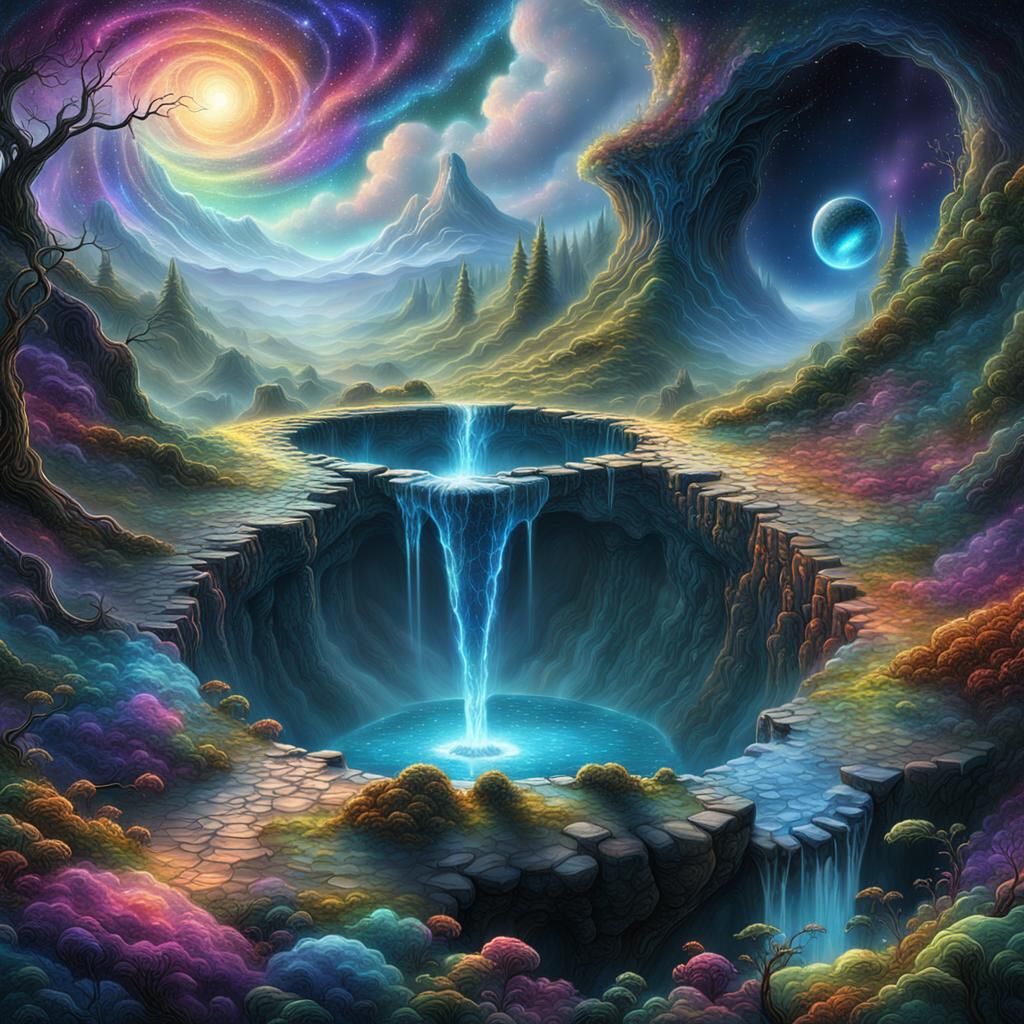 Colorful Sinkhole: Holographic Astral Cosmic Illustration