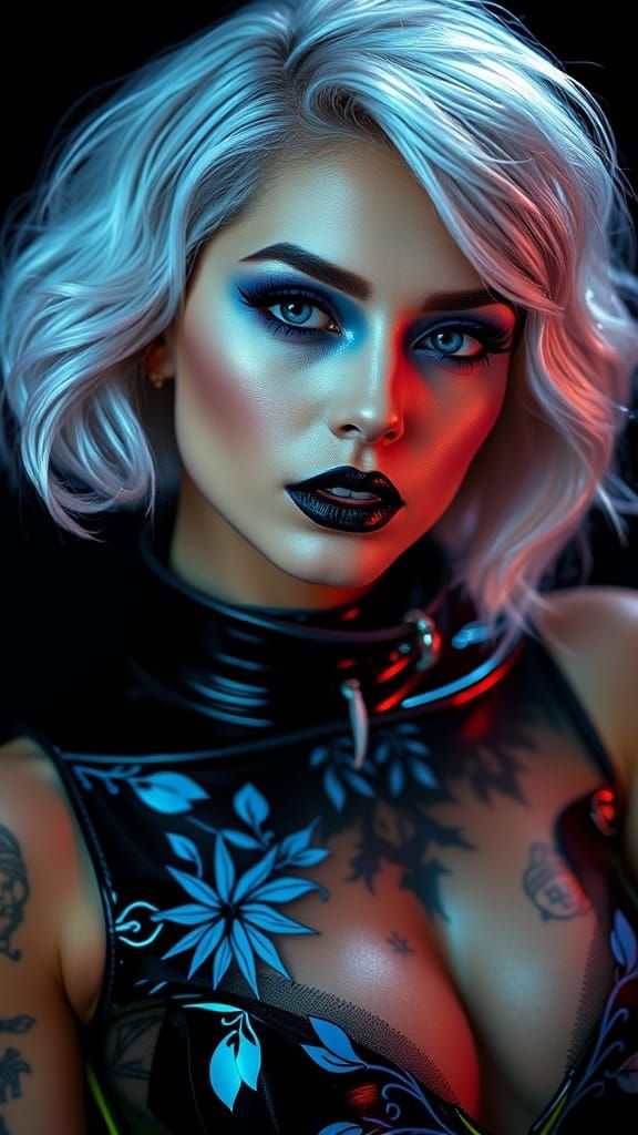 Futuristic Goddess with Cyberpunk Elegance