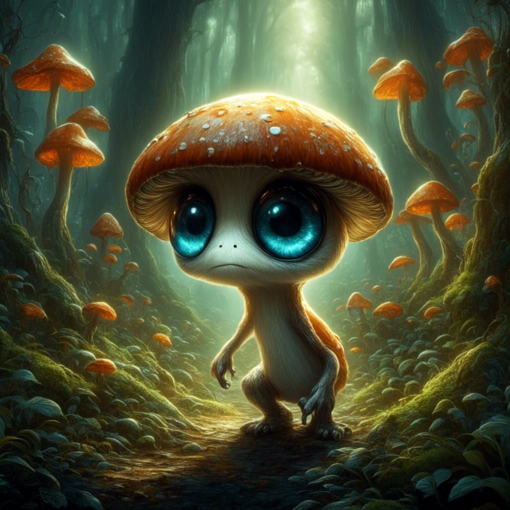 Big-Eyed Mushroom Creature from a Fantasy World