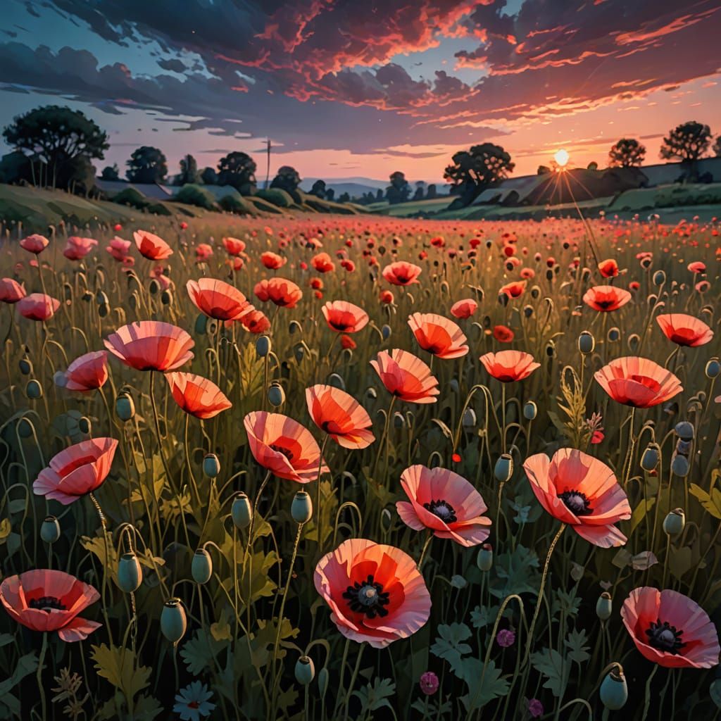 Ethereal Poppies in Soft Pink Twilight