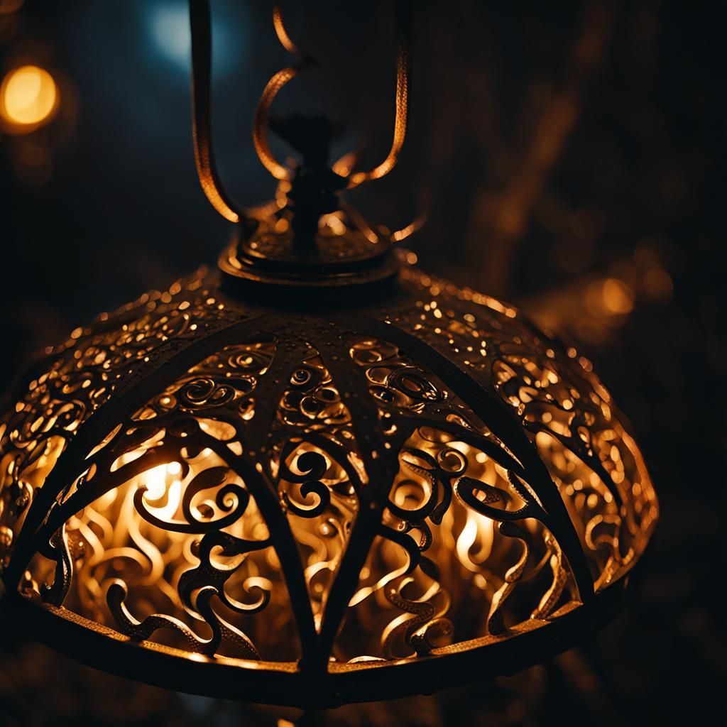 Surreal Lamp of Wishes in Mystical Workshop