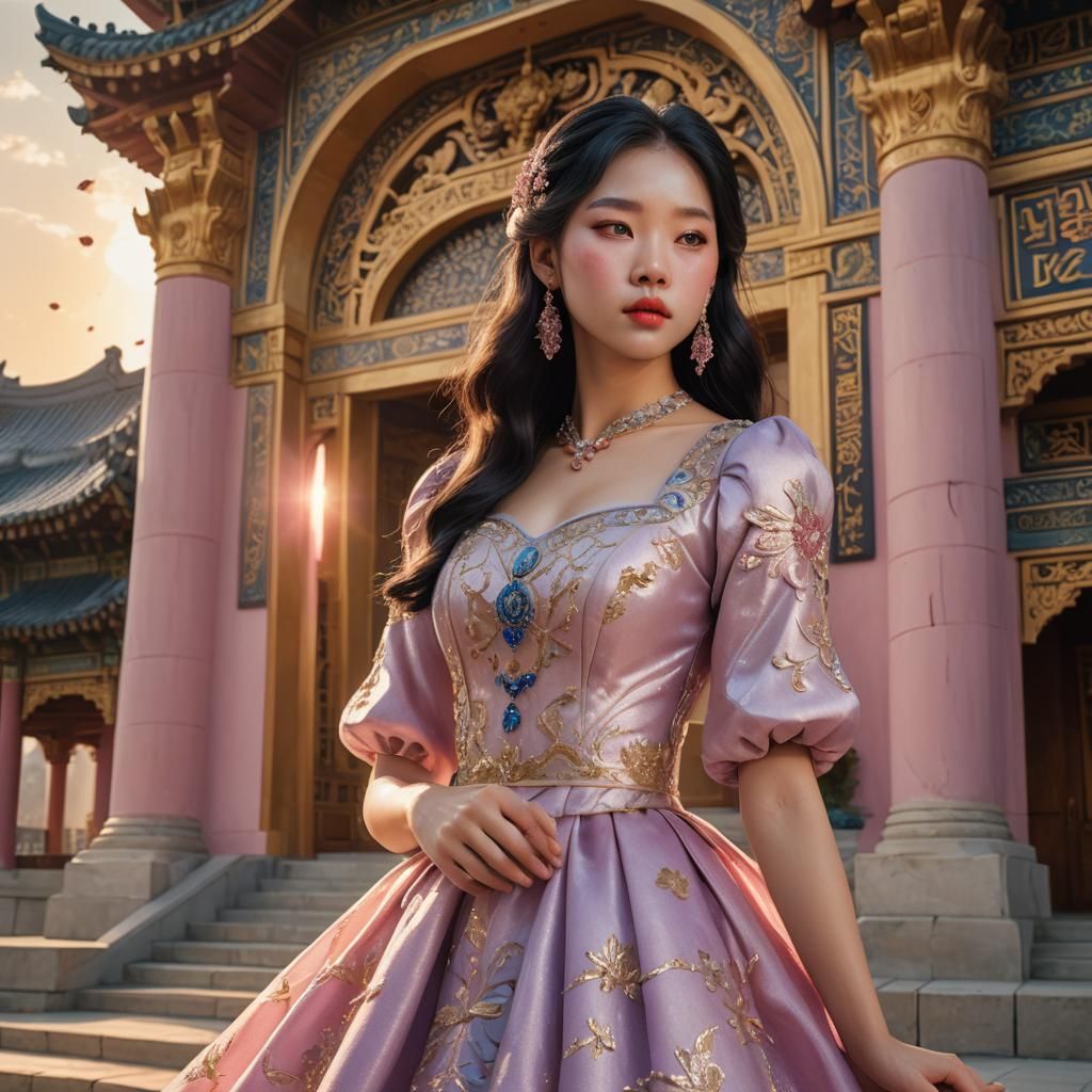 Korean Girl in Palace: Fantasy Concept Art