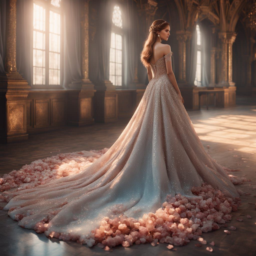 Elegant Woman in Rose and Cinnamon Wedding Gown