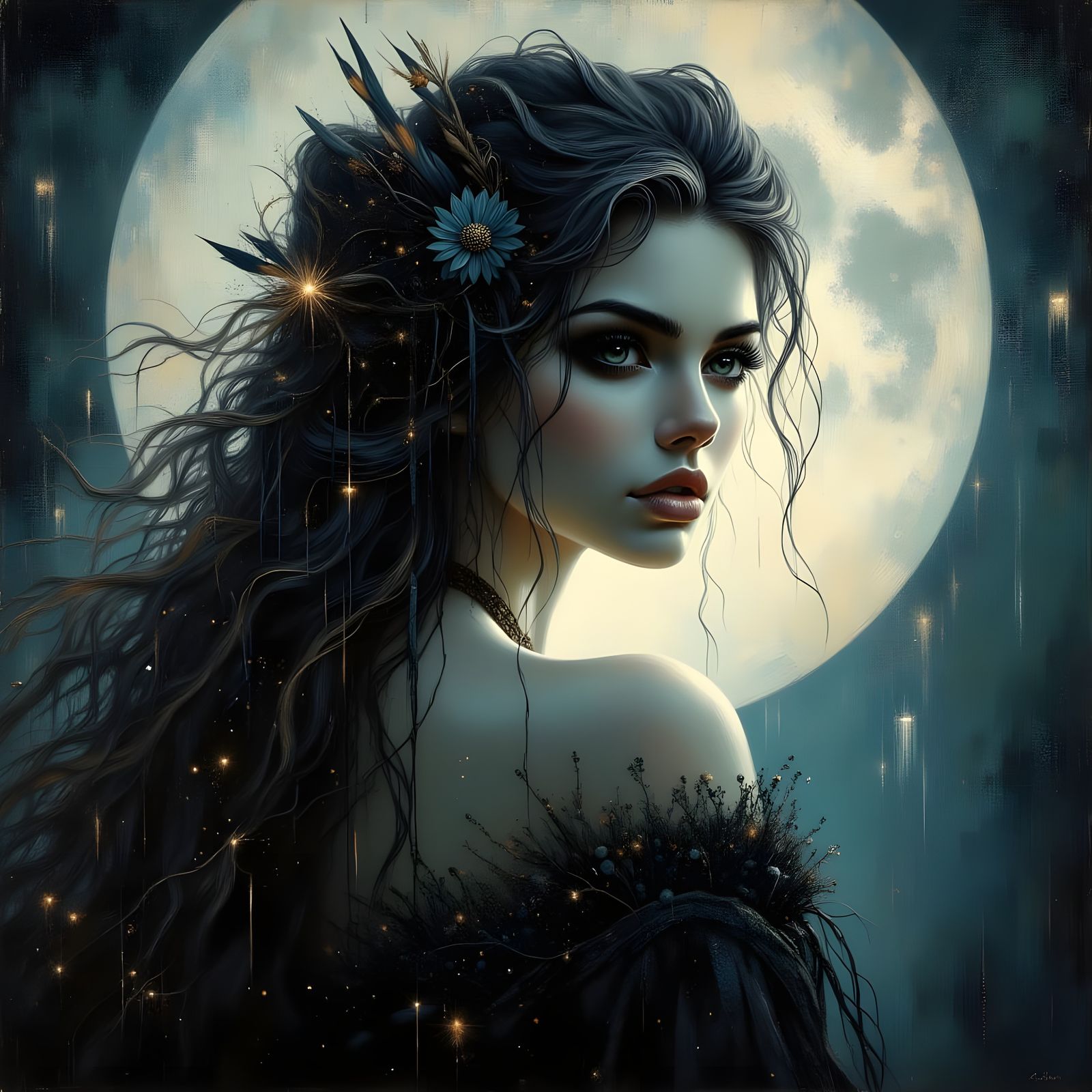 Norse Goddess Portrait in Romantic Goth Fantasy Style