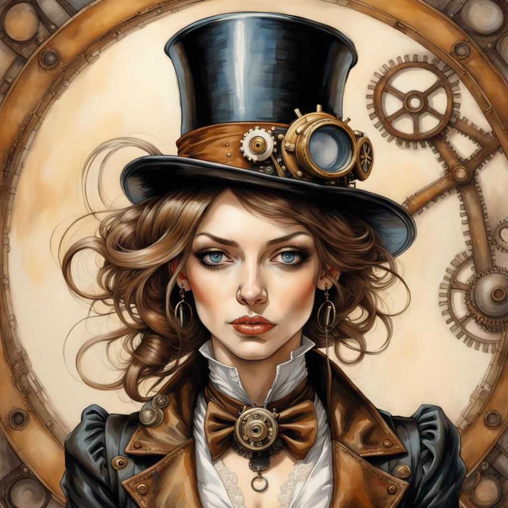 Steampunk Mad Scientist Portrait in Classical Style