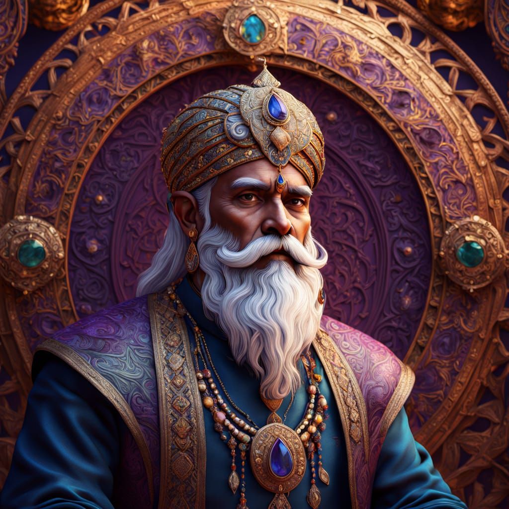 Elegant Indian King in Opulent Art Nouveau Style