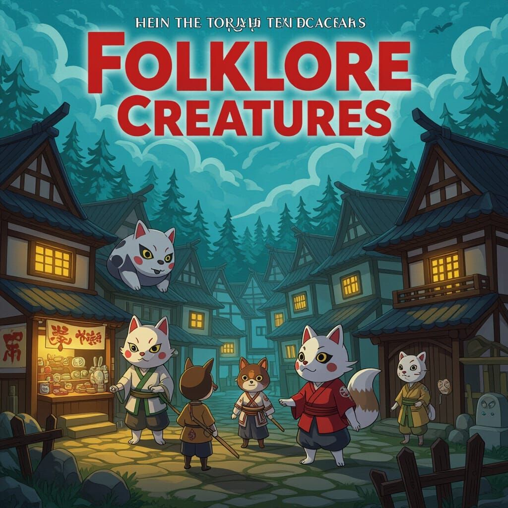 theme is "Folklore Creatures" . A bustling village haunted b...