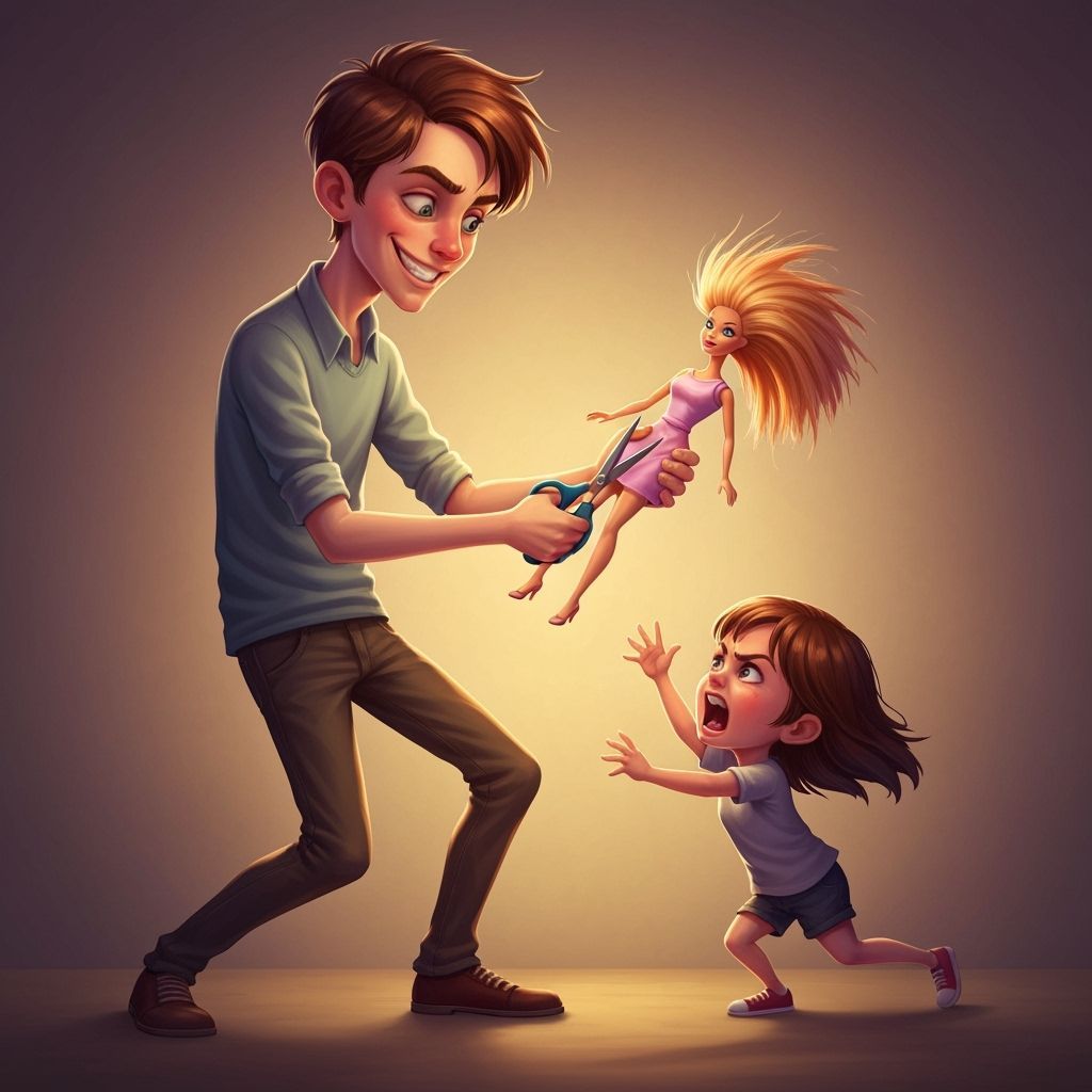 Boy Cuts Barbie Doll Hair, Sister Reacts in Comedy