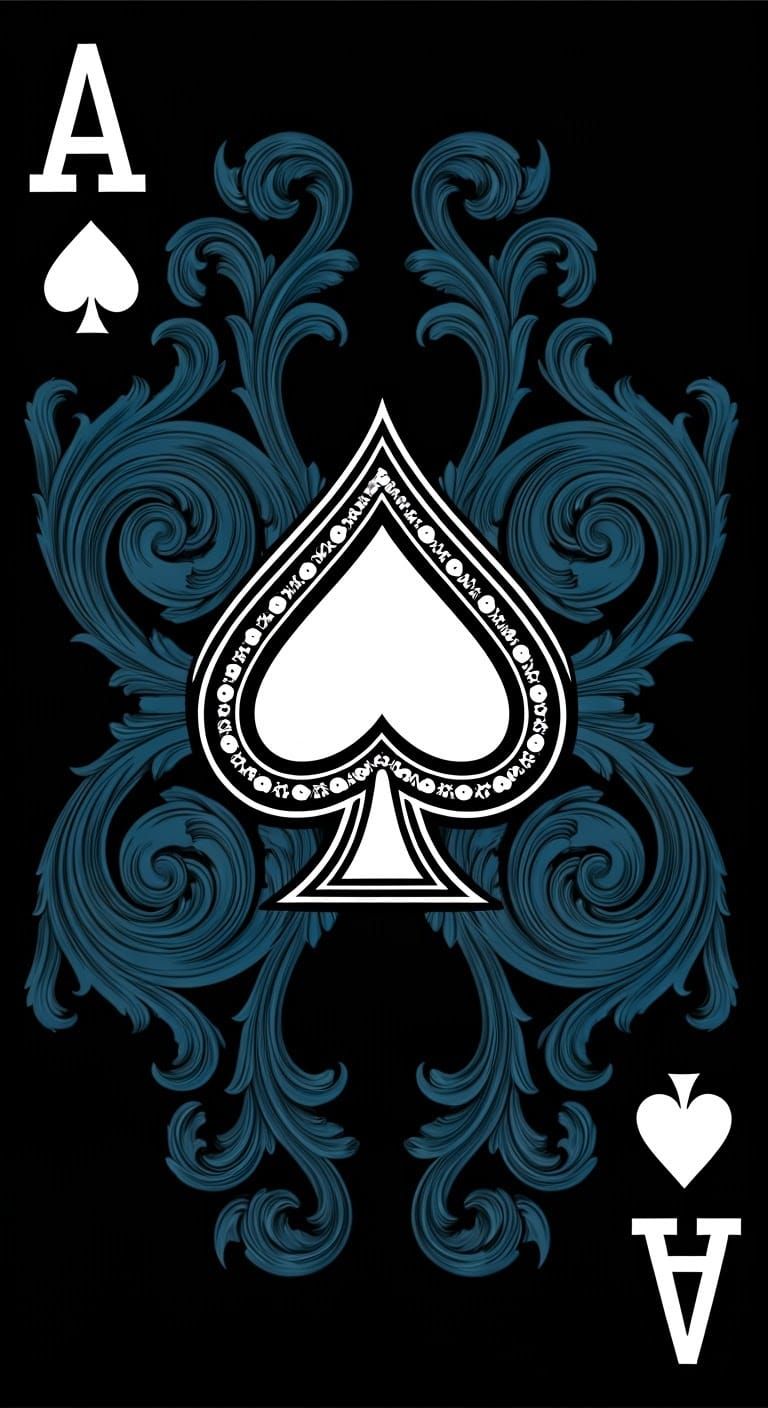 Elegant Ace of Spades Playing Card in Baroque Style