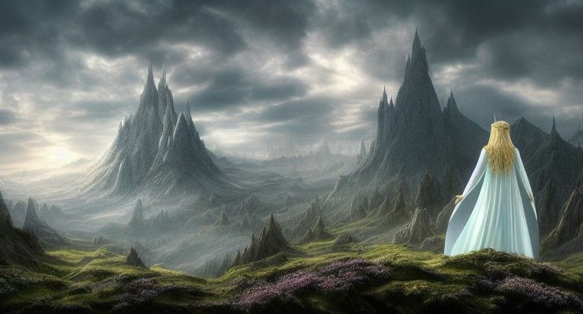 Ethereal Galadriel in Detailed Matte Painting