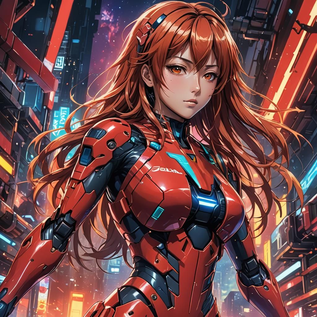 Asuka in Red Plugsuit: Cinematic Anime Style