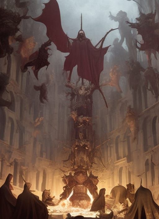 Middle Ages Descent into Damnation as Digital Art