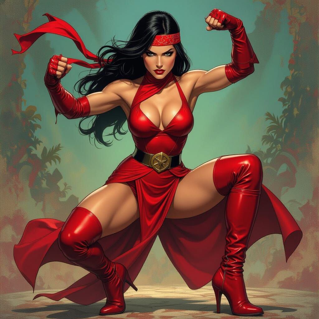 Electra Natchios in Dynamic Martial Arts Pose