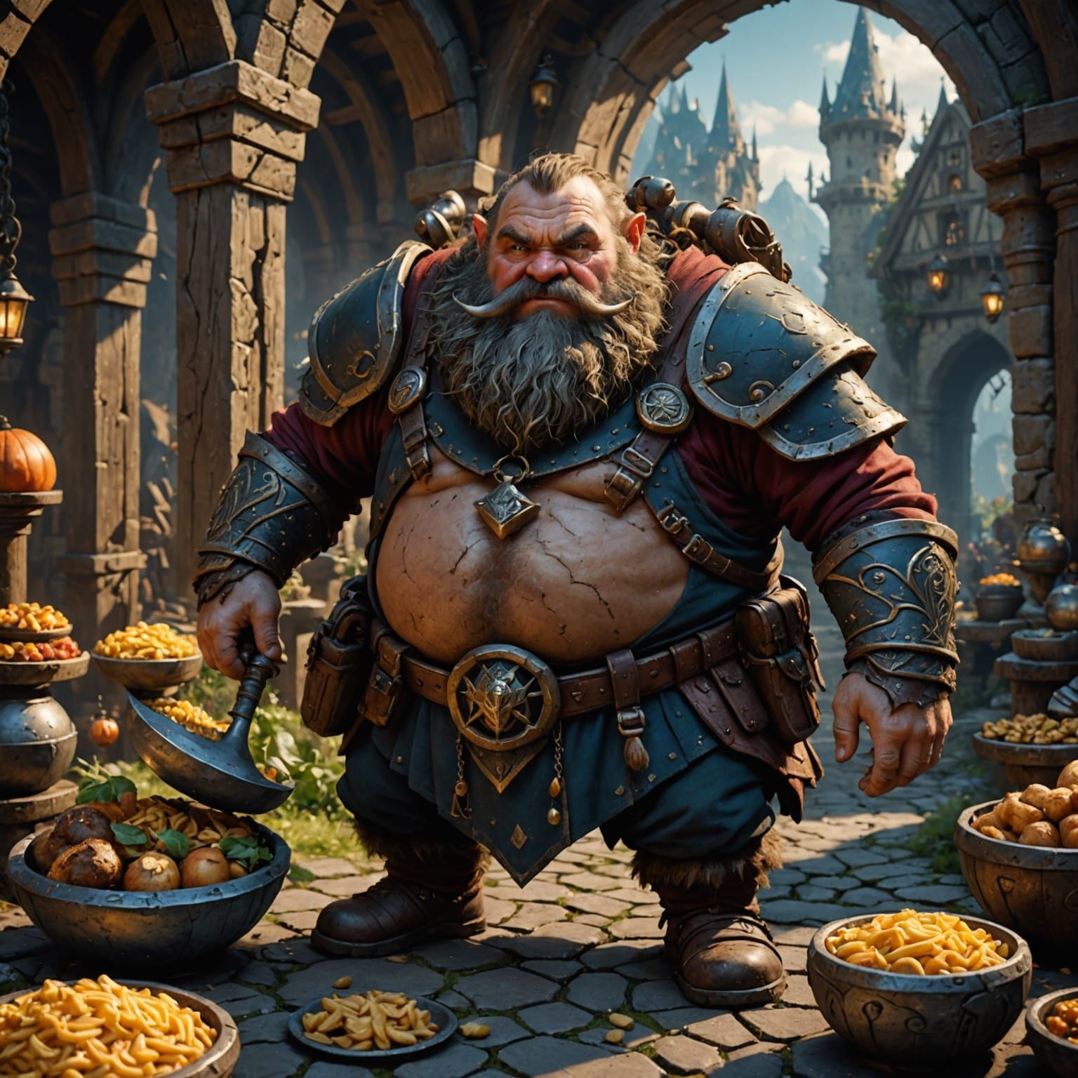 Hungry Fat Dwarf in Detailed Fantasy Art